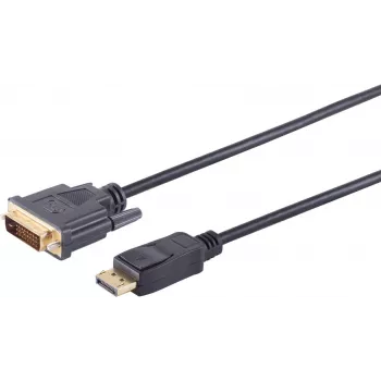 SHIVERPEAKS S/CONN maximum connectivity cable DisplayPort a DVI-D, conector macho DP de 20 pines a conector macho DVI-D 24+1, contactos dorados, 7,5 m, negro 77497-1
