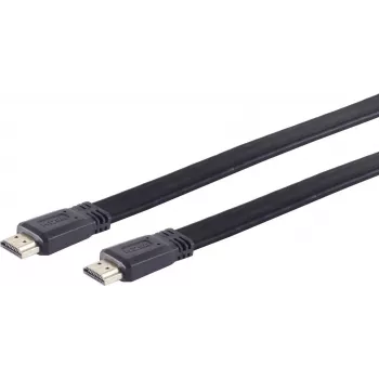 ShiverPeaks S/CONN maximum connectivity Cable HDMI plano, conector macho HDMI Type-A a conector macho HDMI Type-A, contactos dorados, 4K Ultra HD, 3D, HEAC, 3,0 m, negro 77473-FLAT