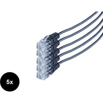 SHIVERPEAKS S/CONN Maximum Connectivity cable de conexión telefónica, conector macho RJ11 a conector macho RJ11, redondo, negro, flexible, cobre, set de 5, 2,0 m SO70084-2-SET5