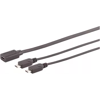 SHIVERPEAKS S/CONN maximum connectivity Cable adaptador en Y con conector hembra USB-C a 2 conectores macho USB Micro-B, USB 2.0, 0,3m, negro 13-20021