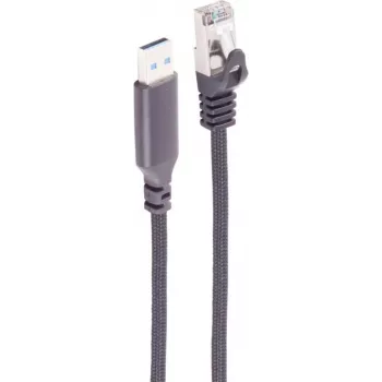SHIVERPEAKS Cable adaptador USB-A a RJ45 Gigabit Ethernet, Aluminio, Negro, 1,5 m BS14-52155
