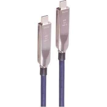 SHIVERPEAKS cable óptico activo híbrido USB-C, 15 m, USB 3.2 Gen 2, 10 Gbps, vídeo 8K, 60W Power Delivery, TPU, negro BS30-44081