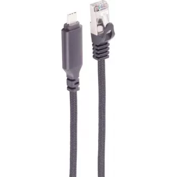 SHIVERPEAKS Cable adaptador USB-C a RJ45 Gigabit Ethernet, 15m, aluminio, negro BS14-51085