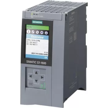 Siemens SIMATIC S7-1500 CPU 1515-2 PN, 500 KB memoria de programa, 3 MB memoria de datos, 2 interfaces PROFINET, switch de 3 puertos, 24 V DC 6ES75152AM020AB0