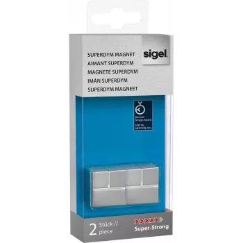 SIGEL SuperDym imanes de neodimio cúbicos GL706, 20 x 20 x 20 mm, 2 unidades, plata