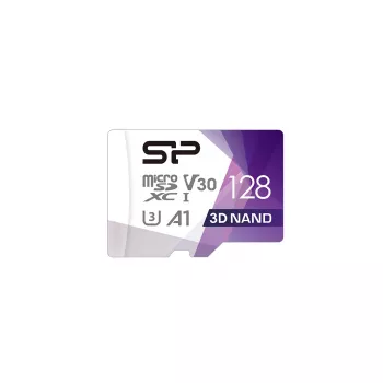 Silicon Power Tarjeta de memoria microSDXC 128GB Superior Pro UHS-I U3 V30 A1 con adaptador SD