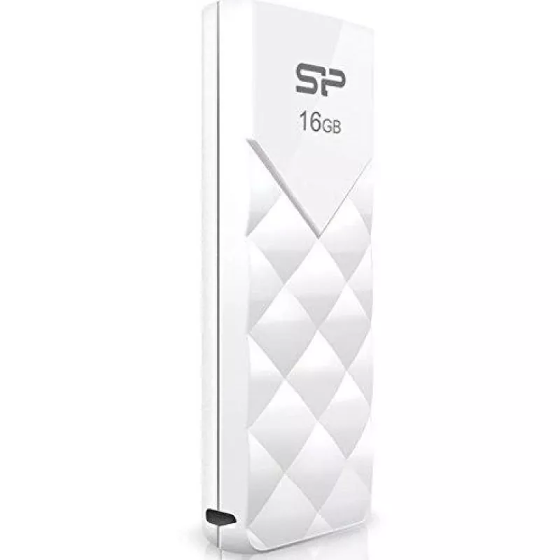 Memoria flash USB Silicon Power 16GB USB 2.0, diseño retráctil sin tapa, blanca