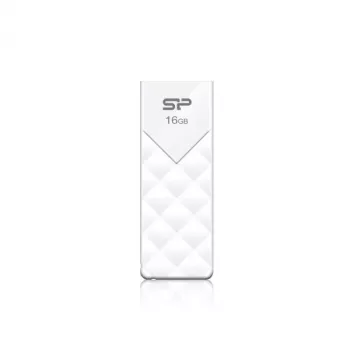 Memoria flash USB Silicon Power 16GB USB 2.0, diseño retráctil sin tapa, blanca