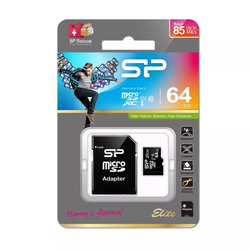 Silicon Power Tarjeta de memoria microSDXC 64GB UHS-I Class 10 U1 V10