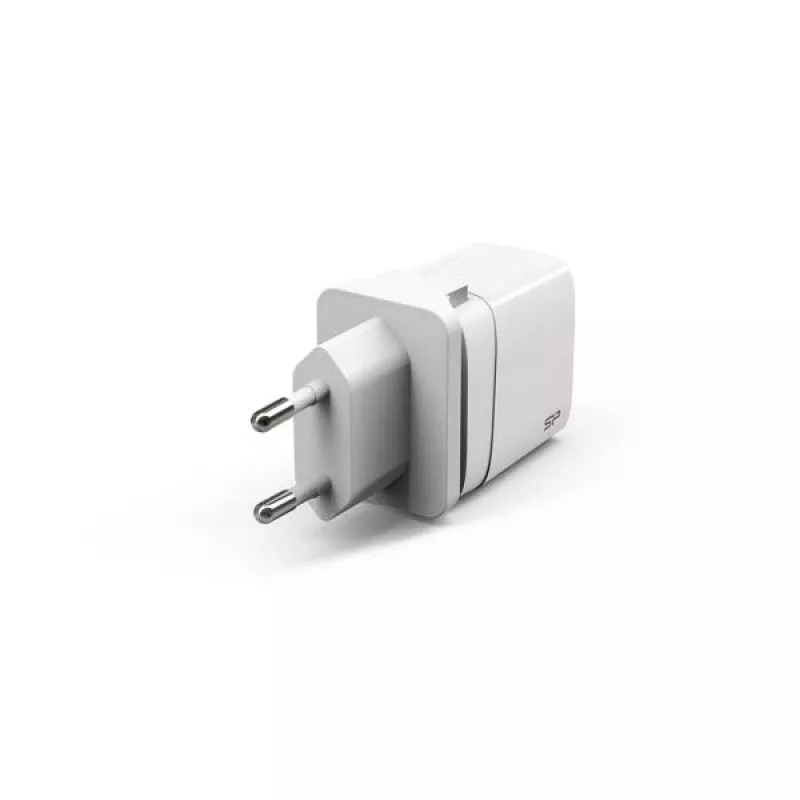 Silicon Power Boost Charger QM16 Cargador de viaje de 20W, USB-A + USB-C, enchufes EU/US/UK/AU, blanco