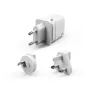 Silicon Power Boost Charger QM16 Cargador de viaje de 20W, USB-A + USB-C, enchufes EU/US/UK/AU, blanco