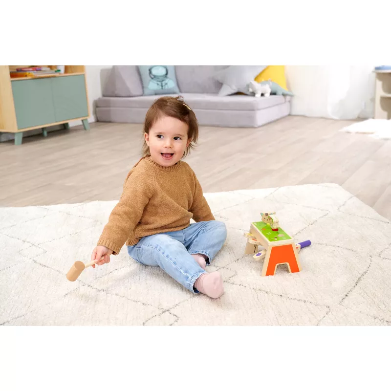 SIMBA-DICKIE juego de martilleo pop-up – juguete de madera con 16 piezas y figuras pop-up