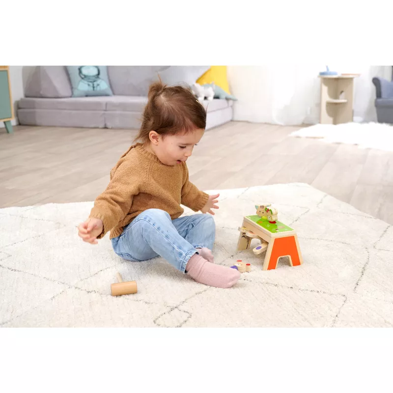 SIMBA-DICKIE juego de martilleo pop-up – juguete de madera con 16 piezas y figuras pop-up