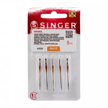 Singer 2020 Agujas universales para máquina, talla 12/80, pack de 5