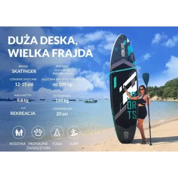 SKATINGER Paddle surf hinchable deportivo gris 350x89x15 cm