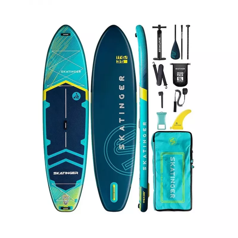SKATINGER Prana Light Blue Tabla de SUP hinchable 350x89x15 Yoga