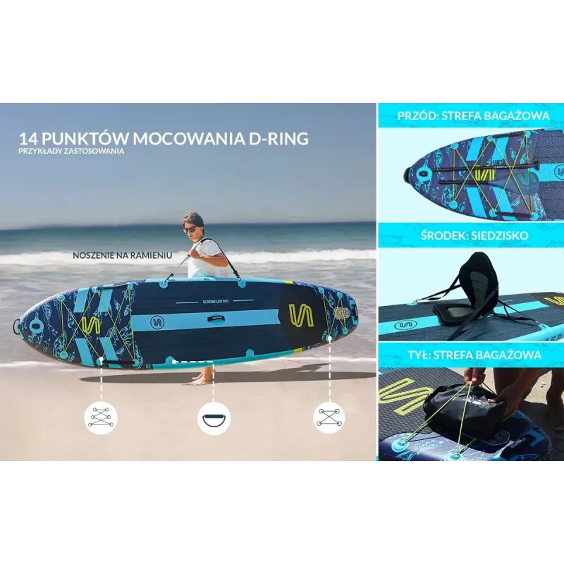 Tabla de paddle surf hinchable SKT ASIATICUS 350x89x15 cm Yoga