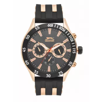 SLAZENGER MAN SL96076203 Reloj analógico de cuarzo de hombre 48mm esfera azul correa de piel marrón