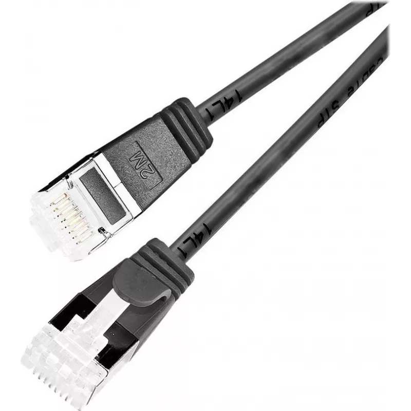 Wirewin PKW-LIGHT-STP-K6A 0.25 SW Cat 6a U/FTP Slim Cable de conexión redondo, 0,25 m, negro, PoE