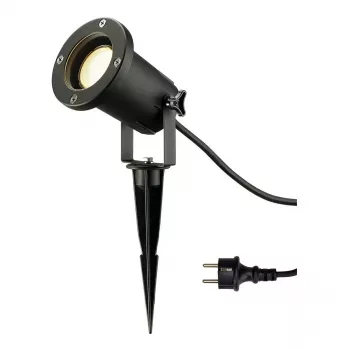 SLV Nautilus Foco de jardín con estaca 227410 GU10 IP65 con piqueta y cable de 1,5 m negro