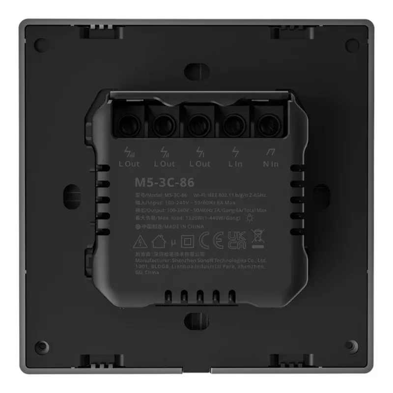 Interruptor de pared inteligente WiFi Sonoff M5 3C (3 canales)
