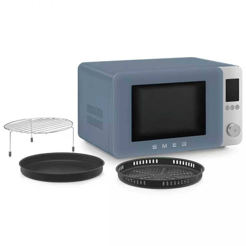 Smeg Microondas combinado MOC02SBMEU, 9 funciones, 2100 W, Storm Blue mate