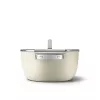 Smeg CSF2412CRM Olla de cocción lenta, 24 cm, revestimiento antiadherente cerámico, asa de acero inoxidable, crema mate