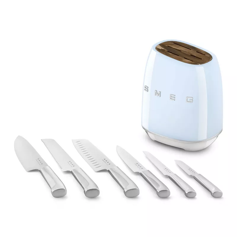 SMEG Bloque de cuchillos 50's Style Azul pastel KBSF02PB