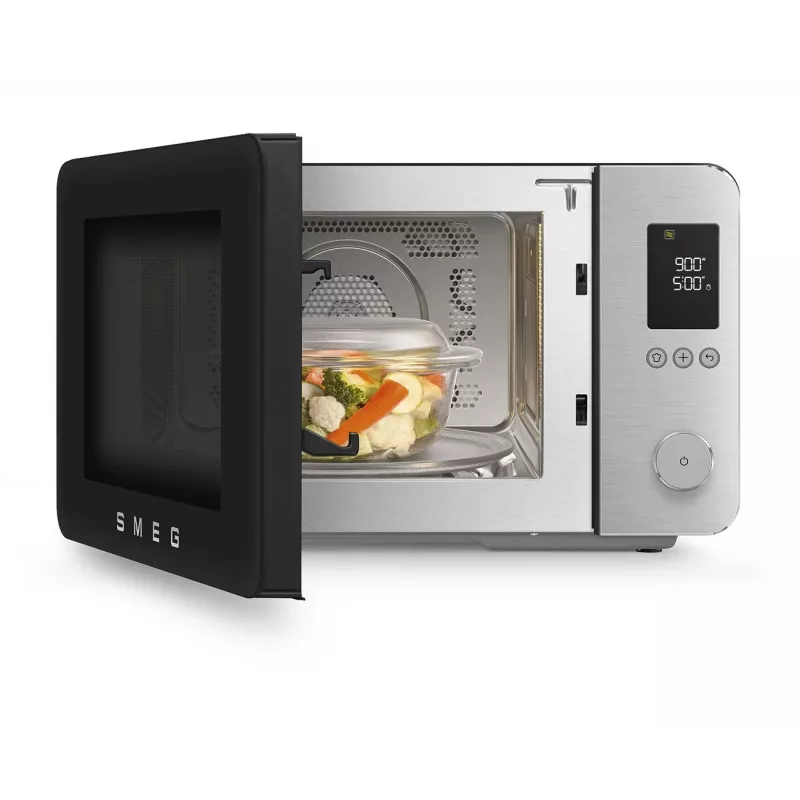 Smeg MOC02BLMEU Horno microondas combinado, 9 funciones, 2100 W, negro mate