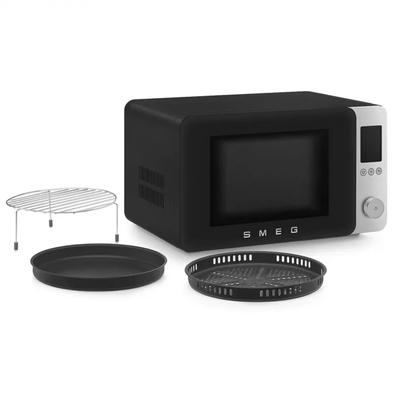 Smeg MOC02BLMEU Horno microondas combinado, 9 funciones, 2100 W, negro mate