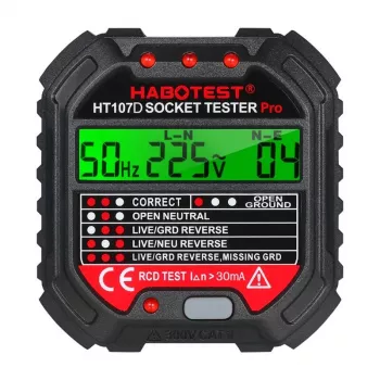 Comprobador de enchufes con pantalla digital Habotest HT107D