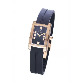 SOL WATCH WOMAN 10011/1 (23mm) Reloj analógico de cuarzo - caja de acero inoxidable, esfera blanca, correa de piel negra