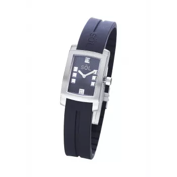 SOL Woman 10011/4 reloj de cuarzo analógico 23mm caja de acero inoxidable correa de piel negra