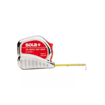 SOLA TRI-MATIC cinta métrica de 5 m con gancho magnético y cinta de doble cara