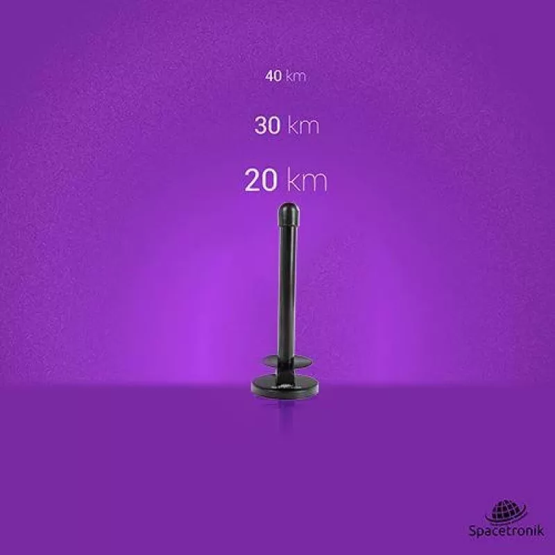 Spacetronik Hook Antena magnética TV DVB-T2 con amplificador de 28 dBi y cable de 3 m