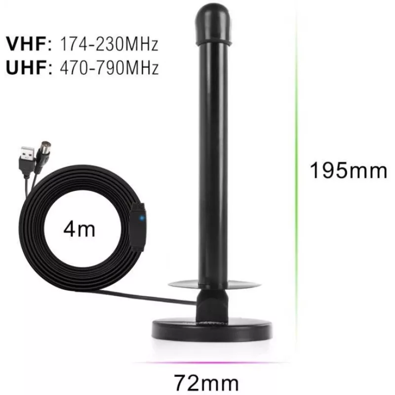 Spacetronik Hook Antena magnética TV DVB-T2 con amplificador de 28 dBi y cable de 3 m