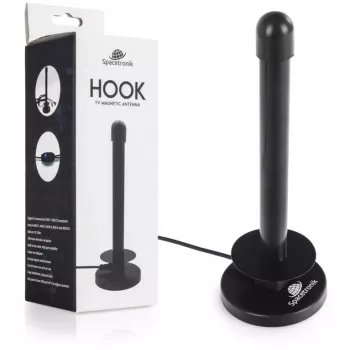 Spacetronik Hook Antena magnética TV DVB-T2 con amplificador de 28 dBi y cable de 3 m