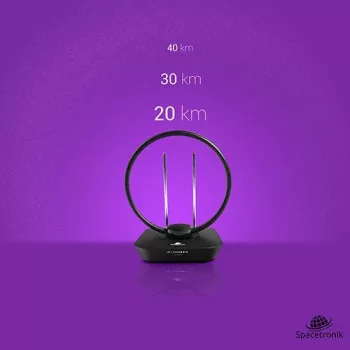 Spacetronik Locus Antena DVB-T2 de interior con amplificador de 45 dB y fuente de alimentación