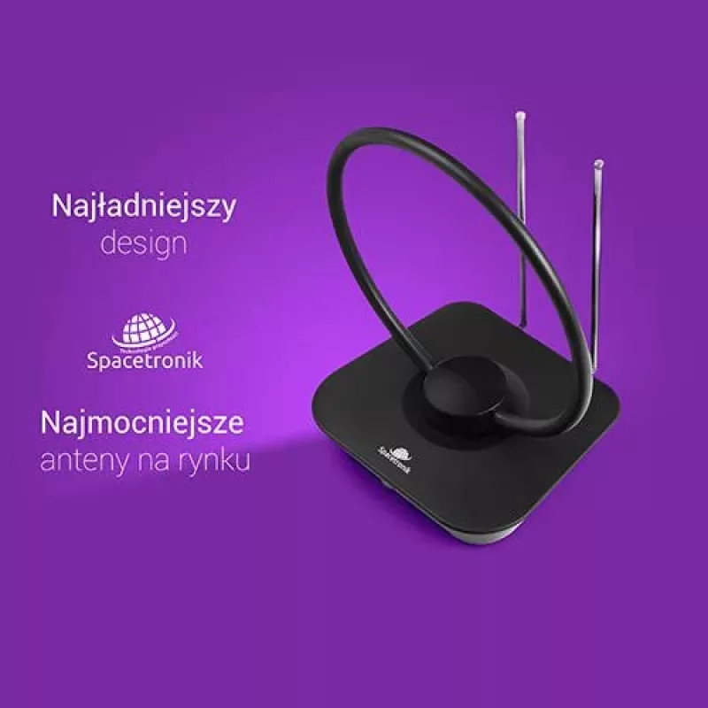 Spacetronik Locus Antena DVB-T2 de interior con amplificador de 45 dB y fuente de alimentación