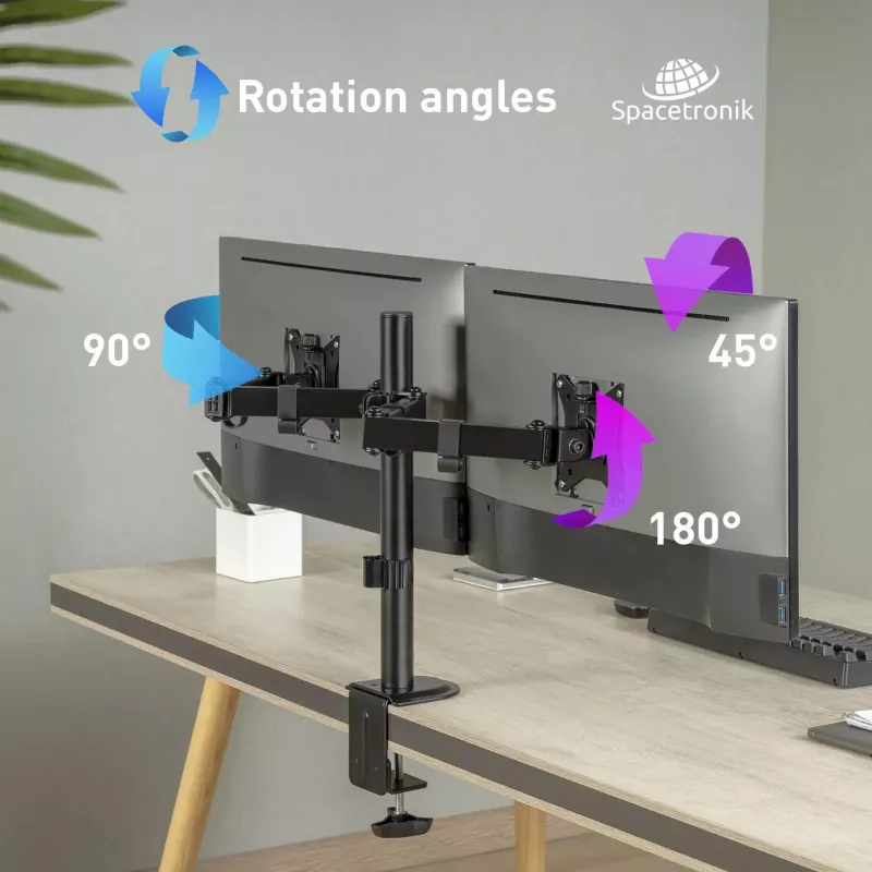 Soporte de mesa Spacetronik SPA-120 para 2 monitores
