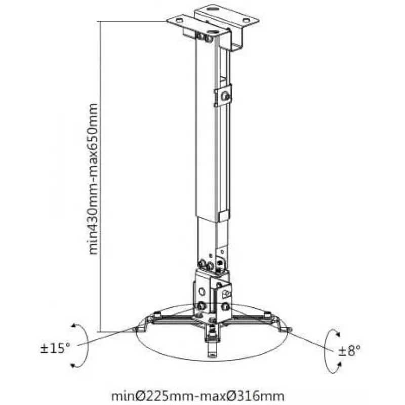 Soporte universal para proyector Spacetronik SPA-P01B 2 en 1 techo/pared, 15 kg, acero, negro