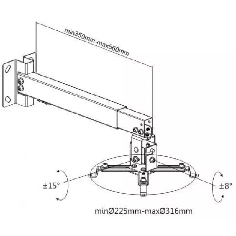 Soporte universal para proyector Spacetronik SPA-P01B 2 en 1 techo/pared, 15 kg, acero, negro
