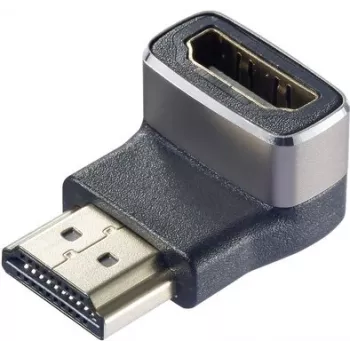 SpeaKa Professional SP-11306836 adaptador HDMI 8K 60Hz 4K 120Hz acodado 90° hacia abajo conector macho a conector hembra negro plata