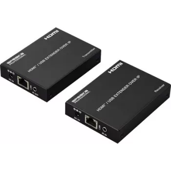 SpeaKa Professional SP-HDE-350 Extensor KVM HDMI sobre cable de red RJ45 con soporte de teclado y ratón, 120 m, Full HD 1080p SP-12774724