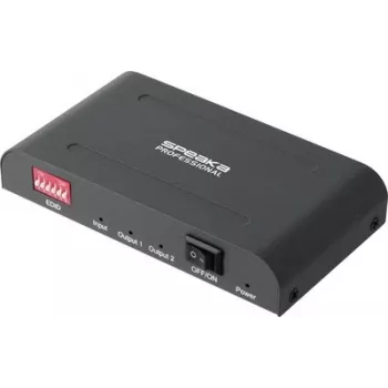 SpeaKa Professional SP-HSAE-100 Splitter HDMI de 2 puertos con entrada USB-C adicional, 8K 30Hz, HDCP 2.3, HDR, Dolby Vision, Negro SP-14570404