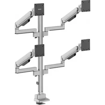 SpeaKa Professional SP-MM-1070 Soporte de mesa para cuatro monitores para pantallas de 17-40 pulgadas, aluminio, altura ajustable, inclinación, giro, rotación 360°, 8 kg por brazo, negro SP-14376404