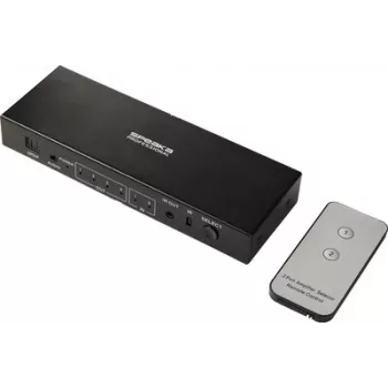 SpeaKa Professional SP-SWAP-500 Switch matriz KVM HDMI de 2 puertos con audio, 4K UHD, hub USB 2.0, metal, Negro SP-13904372