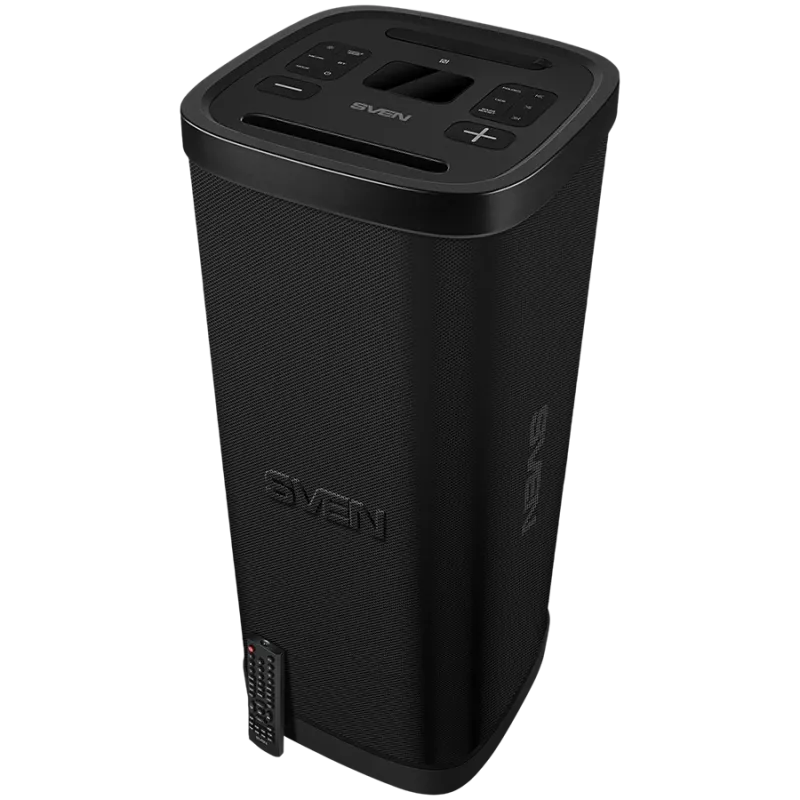 Altavoz Party-Box SVEN PS-1250, negro (300W, TWS, IPx4, Bluetooth, FM, USB, microSD, pantalla LED, 13500mAh)