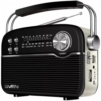 Altavoz SVEN SRP-500, Negro (3W, Bluetooth, FM/AM/SW, USB, microSD, AUX, batería)