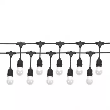SPECTRUM GIRLND 10M 10XE27 WOJ+14342 CMB - Cadena de luces para exterior de 10m, 10 portalámparas E27, IP44, Negro